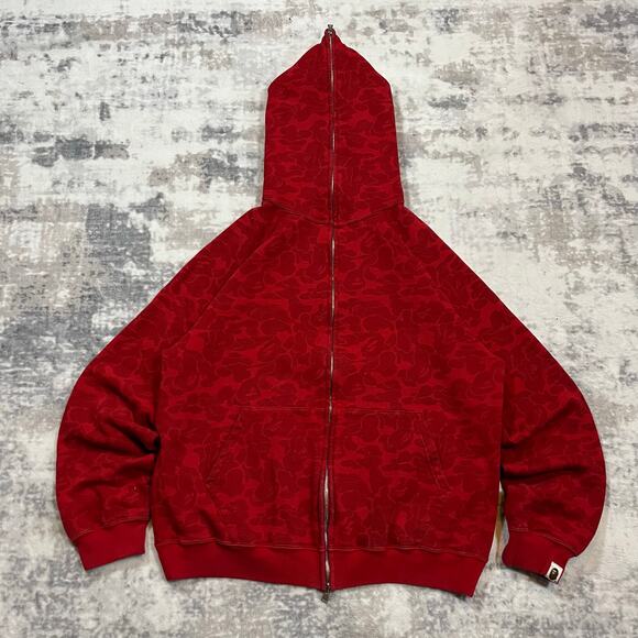 Authentic Bape 2000’s Red Camo Full Zip Hoodie M - Picture 1 of 7